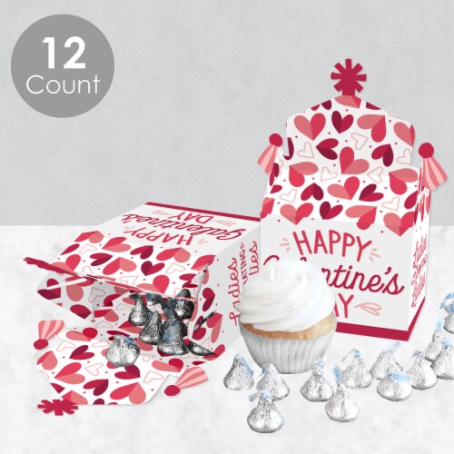 Big Dot of Happiness Happy Galentine's Day - Valentine's Day Party Goodie Gable Boxes 12 ct Perspective: top
