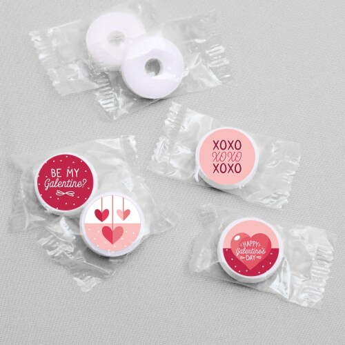 Big Dot of Happiness Happy Galentine's Day - Valentine's Day Candy Sticker Labels - 108 ct Perspective: top