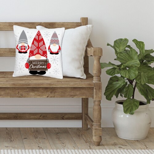 Big Dot of Happiness Christmas Gnomes Decorative Cushion Case - Throw Pillow Cover 16 x 16 in Perspective: top