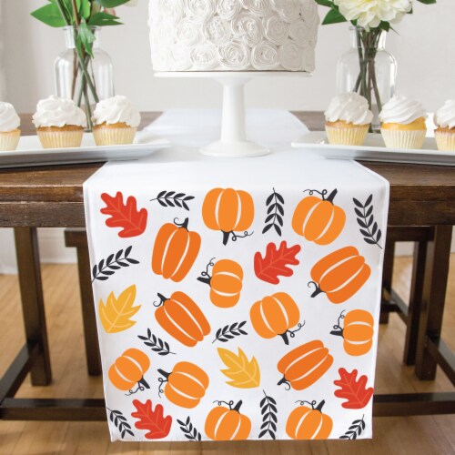Big Dot of Happiness Fall Pumpkin Halloween or Thanksgiving Party Cloth Table Runner 13 x 70 Perspective: top