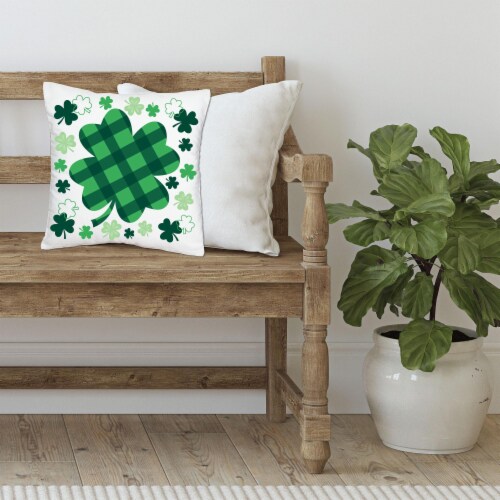 Big Dot of Happiness Shamrock St. Patrick's Day - Cushion Case Throw Pillow Cover 16 x 16 In Perspective: top
