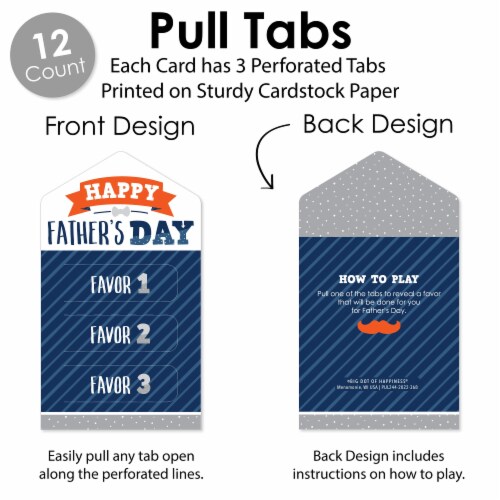 Big Dot of Happiness Happy Father's Day Party Game Pickle Cards - Kids Coupon Pull Tabs 12 Ct Perspective: top