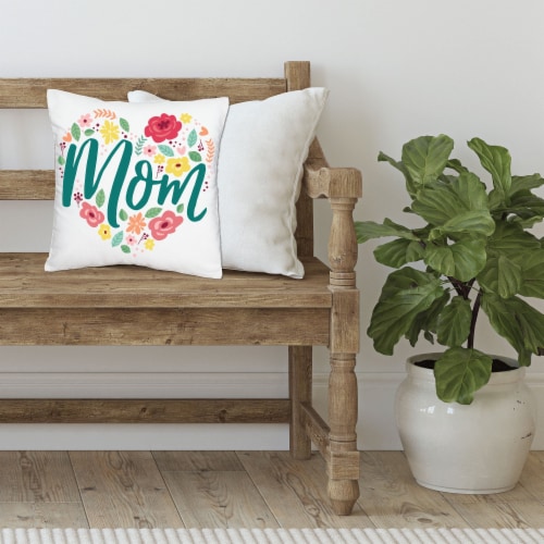 Big Dot of Happiness Colorful Floral Happy Mother's Day - Canvas Throw Pillow Cover 16 x 16 Perspective: top