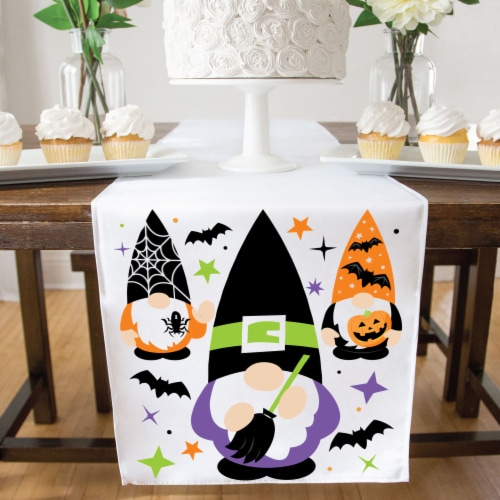 Big Dot of Happiness Halloween Gnomes Spooky Party Table Decor Cloth Table Runner 13 x 70 in Perspective: top