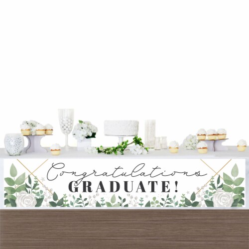 Big Dot of Happiness Boho Botanical Graduate - Greenery Graduation Decorations Party Banner Perspective: top