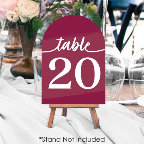 Big Dot of Happiness Burgundy Elegantly Simple Double-Sided 5 x 7 In Cards Table Numbers 1-20 Perspective: top