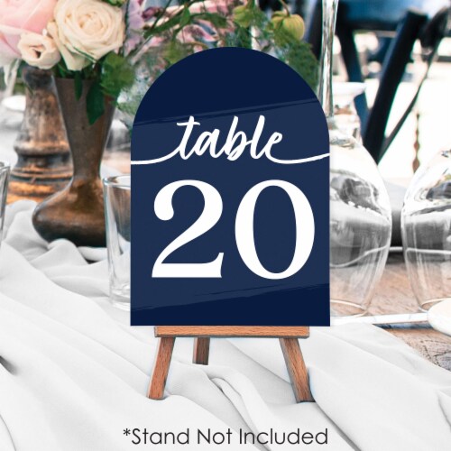 Big Dot of Happiness Navy Blue Elegantly Simple Double-Sided 5 x 7  Cards Table Numbers 1-20 Perspective: top