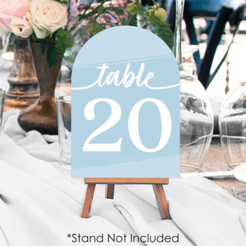 Big Dot of Happiness Dusty Blue Elegantly Simple Double-Sided 5 x 7  Cards Table Numbers 1-20 Perspective: top