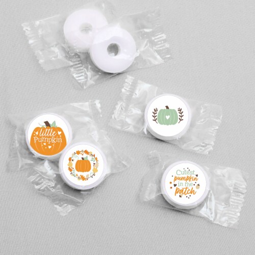 Big Dot of Happiness Little Pumpkin Birthday or Baby Shower Round Candy Sticker Favors 108 Ct Perspective: top