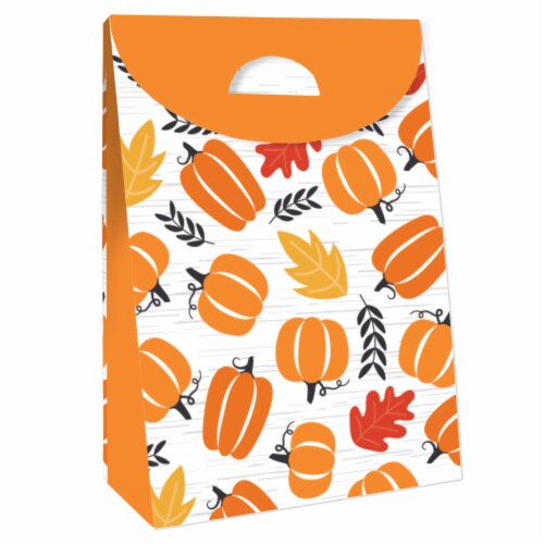 Big Dot of Happiness Fall Pumpkin Halloween or Thanksgiving Favor Box Party Goodie Bags 12 Ct Perspective: top