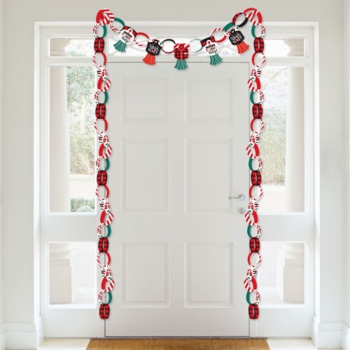 Big Dot of Happiness Christmas Pajamas Decoration Kit Holiday Party Paper Chains Garland 21' Perspective: top