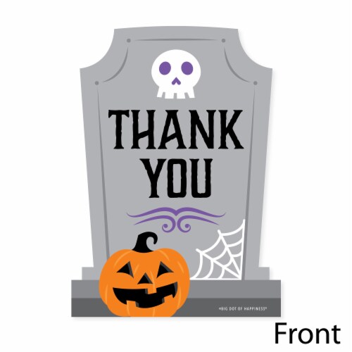 Big Dot of Happiness Cute & Colorful Tombstones Halloween Thank You Card with Envelopes 12 Ct Perspective: top