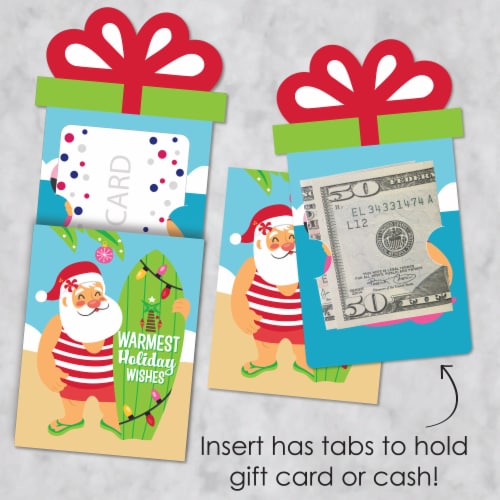 Big Dot of Happiness Tropical Christmas Santa Holiday Money & Nifty Gifty Card Holders 8 Ct Perspective: top