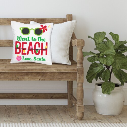 Big Dot of Happiness Tropical Christmas Santa Holiday Decorative Throw Pillow Cover 16  x 16 Perspective: top