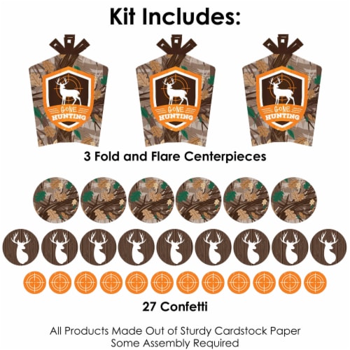 Big Dot of Happiness Gone Hunting Birthday Party Decor Terrific Table Centerpiece Kit 30 Ct Perspective: top