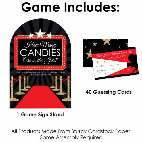 Big Dot of Happiness Red Carpet Hollywood Movie Night Party Game Candy Guessing Game Perspective: top