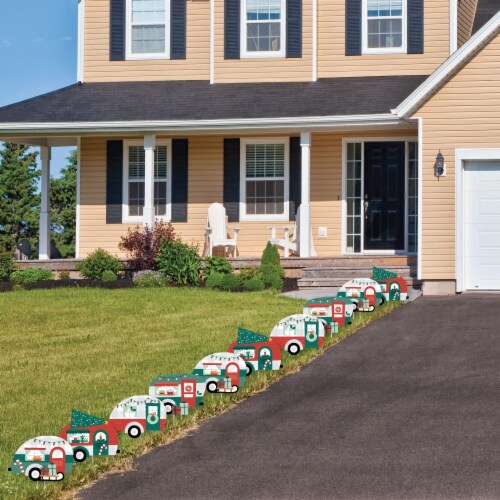 Big Dot of Happiness Camper Christmas Lawn Decor Outdoor Holiday Party Yard Decorations 10 Pc Perspective: top