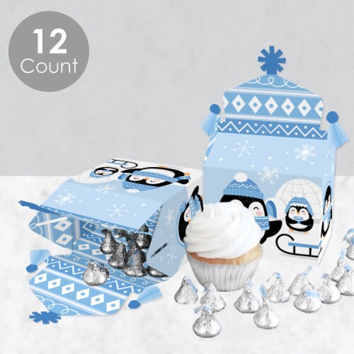 Big Dot of Happiness Winter Penguins Favor Holiday & Christmas Party Goodie Gable Boxes 12 Ct Perspective: top