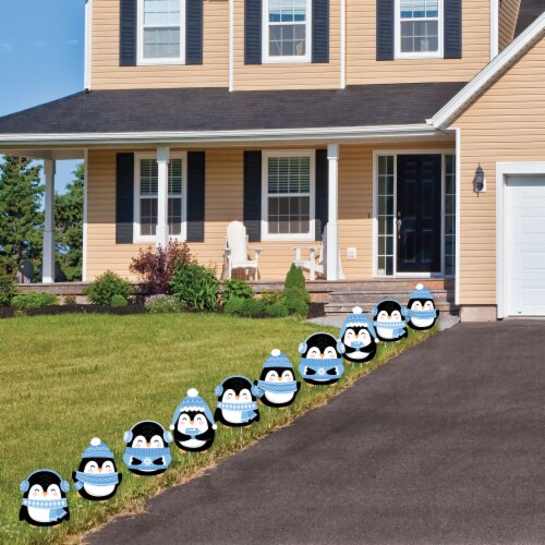 Big Dot of Happiness Winter Penguins Outdoor Holiday & Christmas Party Yard Decorations 10 Pc Perspective: top