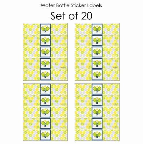 Big Dot of Happiness Let’s Rally Pickleball Birthday & Retirement Water Bottle Labels 20 Ct Perspective: top