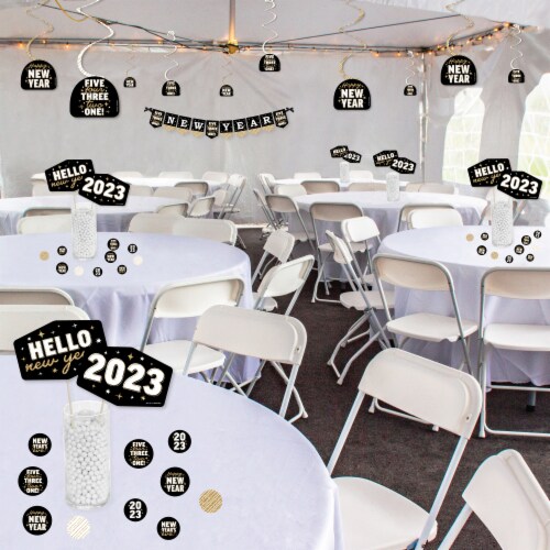 Big Dot of Happiness Hello New Year 2023 NYE Party Supplies Kit Decor Galore Party Pack 51 Pc Perspective: top