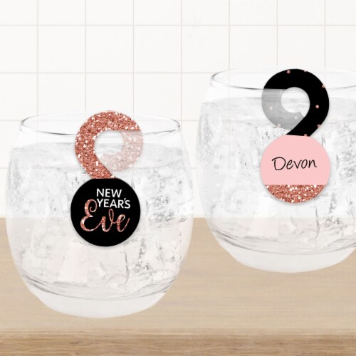 Big Dot of Happiness Rose Gold Happy New Year NYE Party Beverage Drink Tags 24 Ct Perspective: top