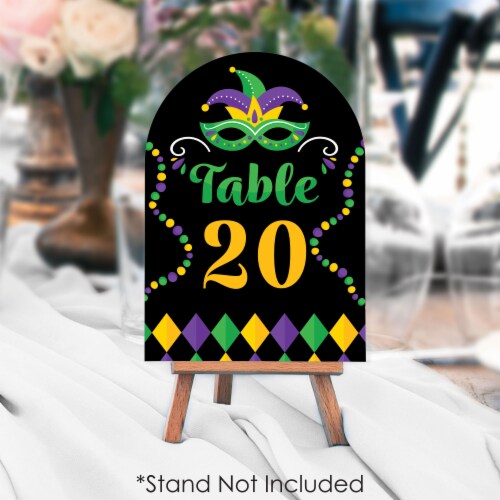 Big Dot of Happiness Colorful Mardi Gras Mask Masquerade Party 5 x 7  Table Numbers 1-20 Perspective: top