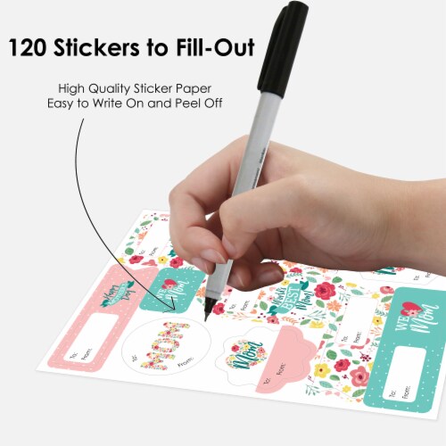 Big Dot of Happiness Colorful Floral Happy Mother's Day To From Stickers 12 Ct 120 Stickers Perspective: top