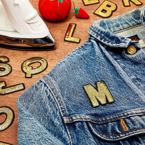 Iron on letters deals for jean jacket