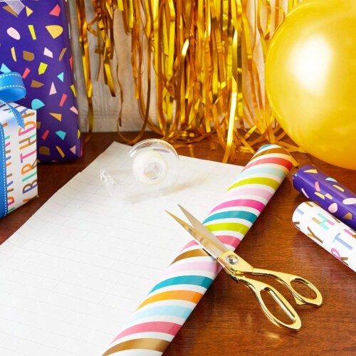 Birthday Wrapping Paper Rolls, Double Sided, 30 Inches x 16 Feet (3