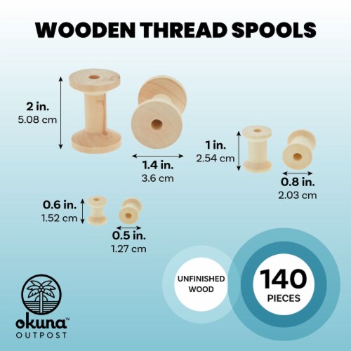 Unfinished Wooden Empty Thread Spools for Crafts and Sewing (3