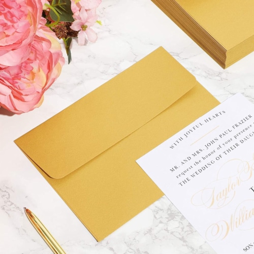 50 Pack A7 Metallic Gold Wedding Invitation Self Seal Envelopes for 5x7  Cards, PACK - Metro Market