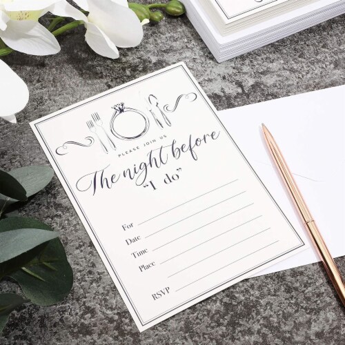 Wedding Rehearsal Invitations with Envelopes (5 x 7 in, White, 36 Pack) Perspective: top