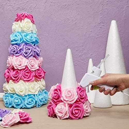 White Foam Cones for Crafts, 4 Assorted Sizes (2.3-6 in, 16 Pack)