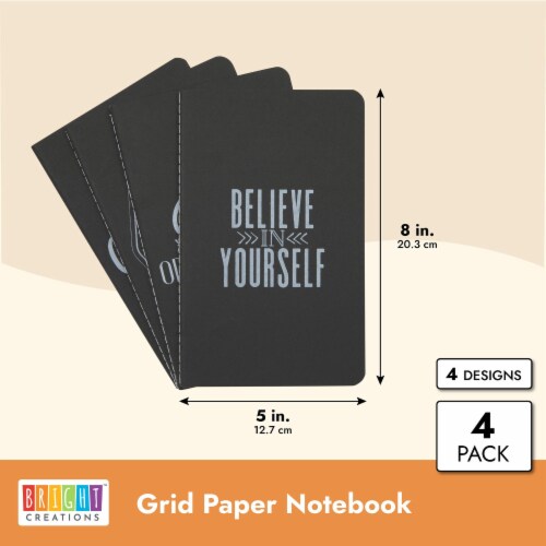 4 Pack Graph Paper Notebooks, Motivational Journals for Students & Women (5x8 inches), PACK Kroger