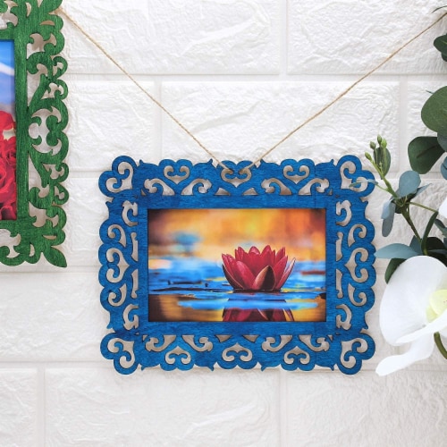Unfinished Wood Frame Cutout with Jute String (7 x 8.5 in, 3 Designs, 6 Pack) Perspective: top
