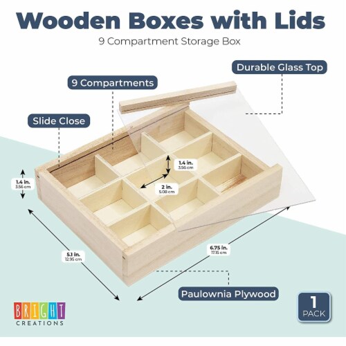 Small Unfinished Wooden Box With 2 Compartments, Unpainted Wood