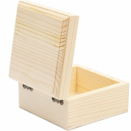 Unfinished hinged wood shop box
