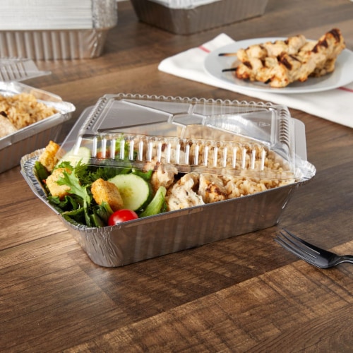 32 oz Disposable Aluminum Foil Roasting Pans with Clear Plastic Lids 50 Pack PACK QFC