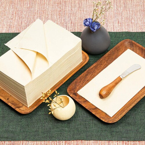 Disposable Bathroom Paper Napkins for Guests, Large Rectangle (Beige, 4 x 8 In, 200 Pack), PACK