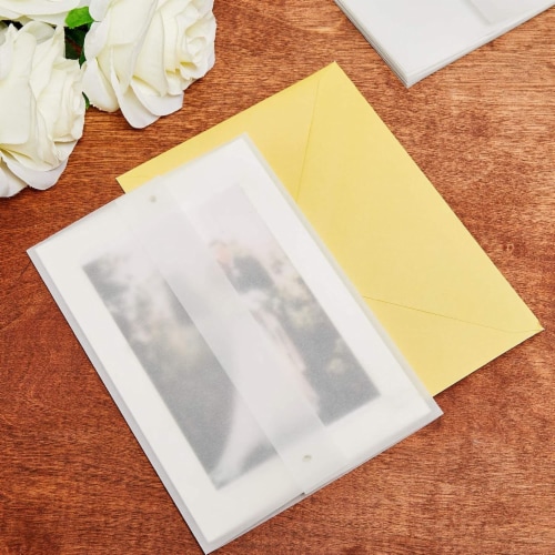 Vellum Paper Jackets for Wedding Invitations, Translucent (5 x 7 in, 100 Pack) Perspective: top