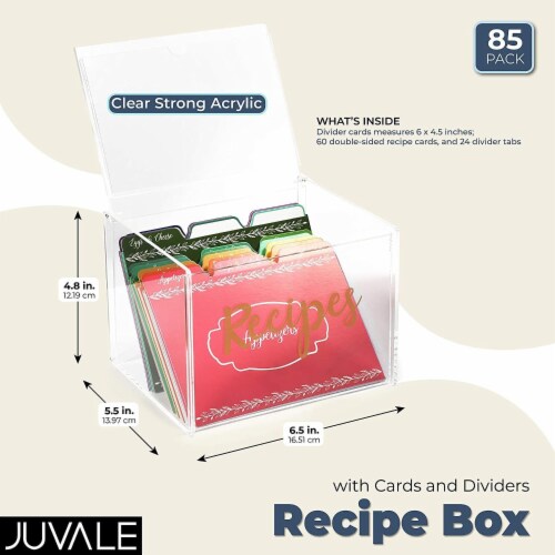Acrylic Recipe Box with 60 Cards and 24 Dividers (85 Pieces), Pack - King  Soopers