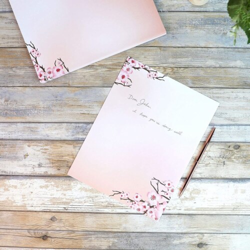 Cherry Blossom Letter Writing Stationery (Pink, 8.5 x 11 In