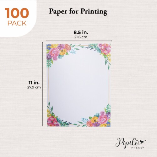 Floral Stationery Paper for Writing Letters, Printing (8.5 x 11 In