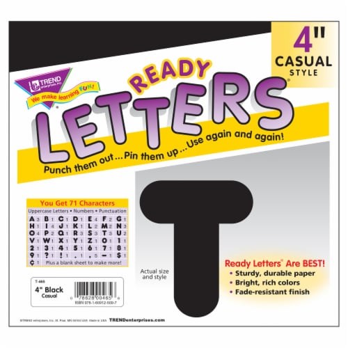 Trend Enterprises Casual Uppercase Ready Letters - Black Perspective: top