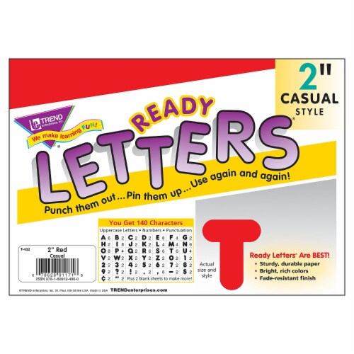 Trend Enterprises TREND 2  Casual Uppercase Ready Letters Red 140 Per Pack 6 Packs (T-432-6) Perspective: top