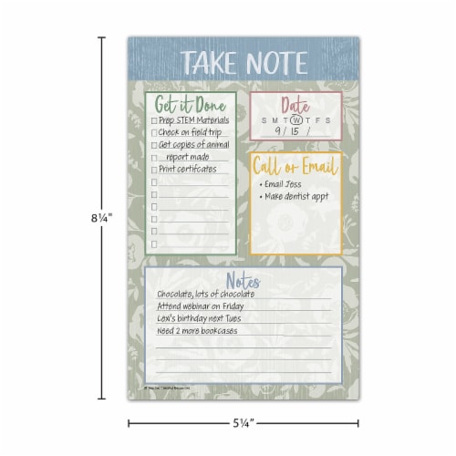 Teacher Created Resources Classroom Cottage Notepad, 50 Sheets, Pack of 12 Perspective: top