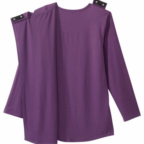 Silverts Eggplant Reusable Poly-Spandex Blend Adaptive Shirt Large Perspective: top