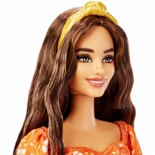 Barbie Fashionistas Doll, Long Wavy Brunette Hair, Floral Print