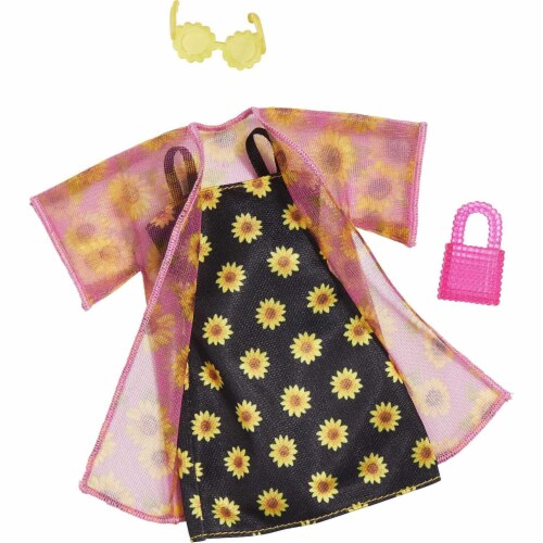 Barbie Fashions 2-Pack: Shirt, Shorts & Kimono, Sunflower Dress, Purse & Sunglasses Perspective: top